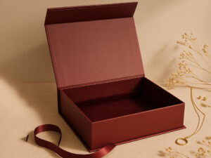Magnetic closure boxes with foam and divider inserts for secure product organization