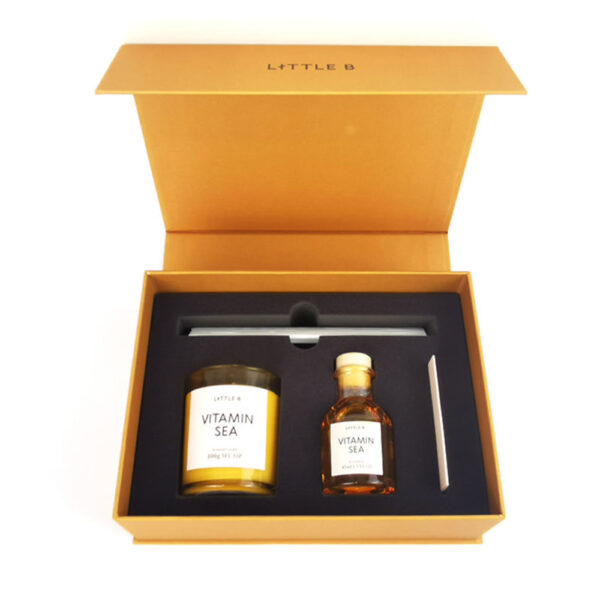 Amber Orange Collapsible Candle Gift Box with Foam Insert