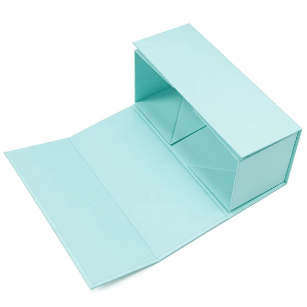 Aqua Blue Collapsible Cosmetic Gift Box with Hinged Lid