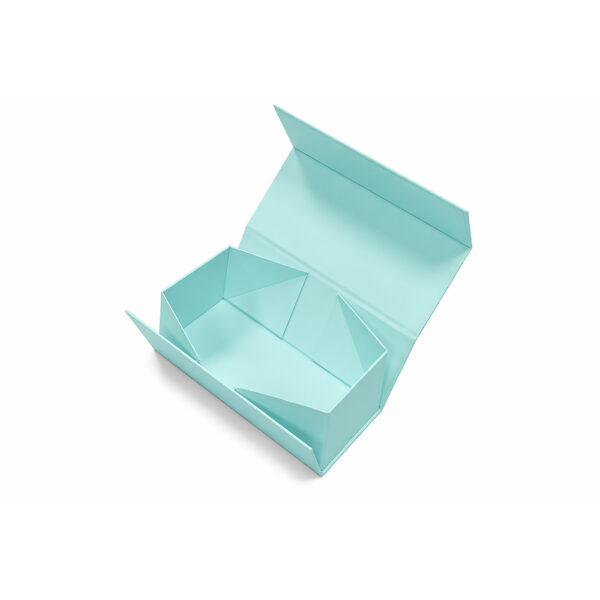 Aqua Blue Collapsible Cosmetic Gift Box with Hinged Lid
