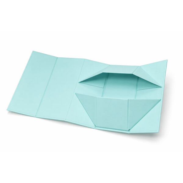 Aqua Blue Collapsible Cosmetic Gift Box with Hinged Lid