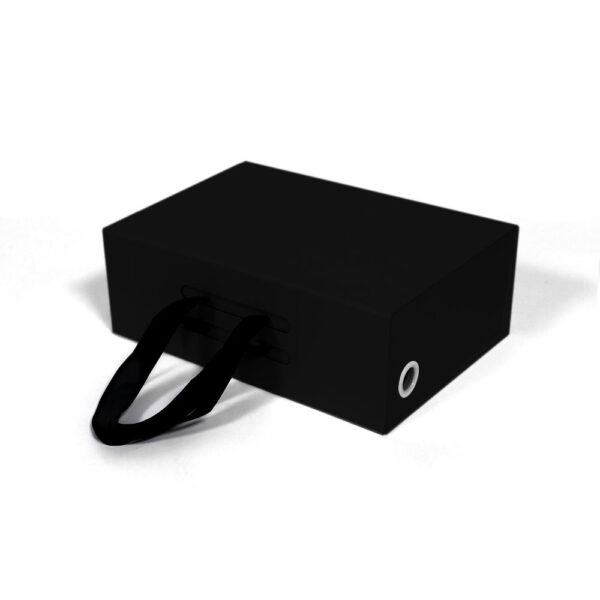Black Collapsible Cosmetic Gift Box with Ribbon Handle