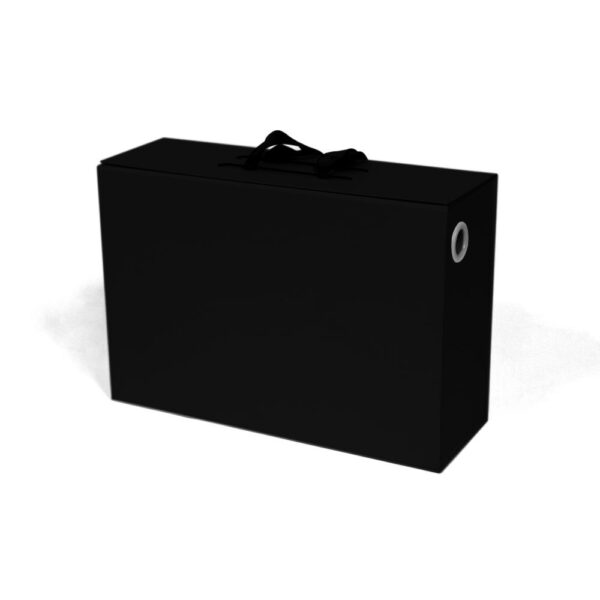 Black Collapsible Cosmetic Gift Box with Ribbon Handle