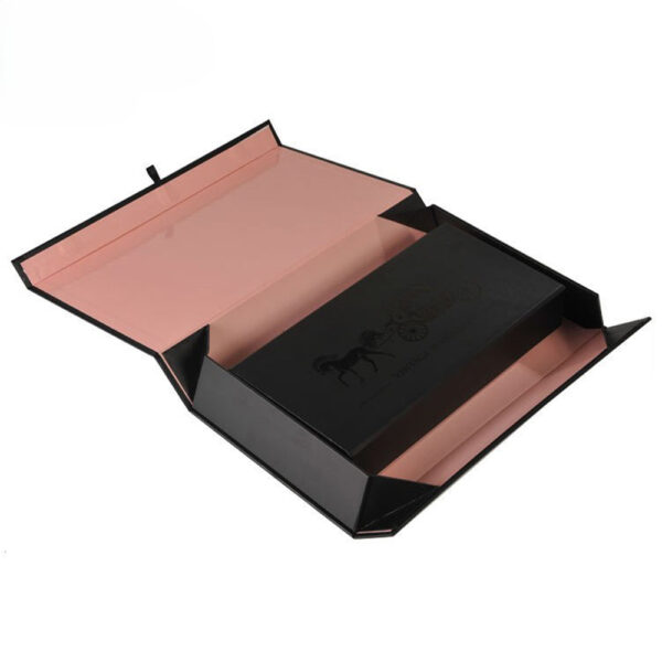 Black Collapsible Hair Extension Gift Box with Blush Interior