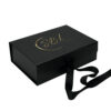 Black Collapsible Hair Extension Gift Box with Gold Satin Lining