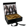 Black Collapsible Hair Extension Gift Box with Gold Satin Lining