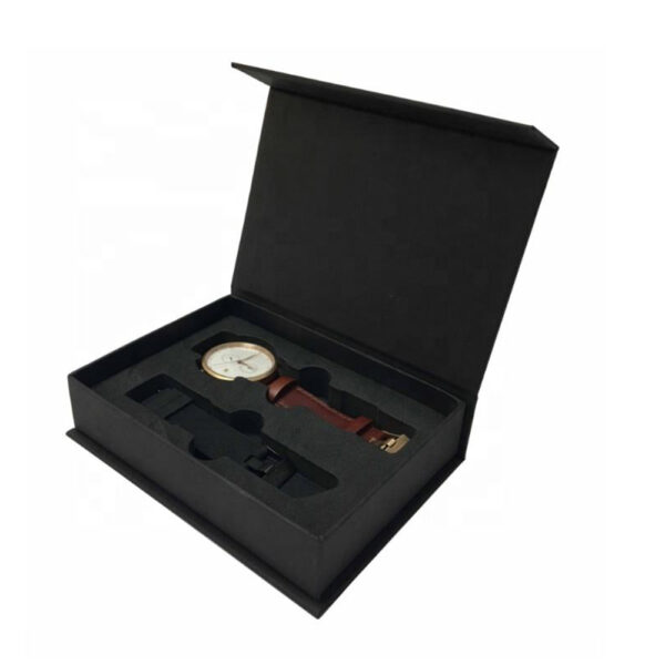 Black Collapsible Watch Gift Box with Dual Compartments