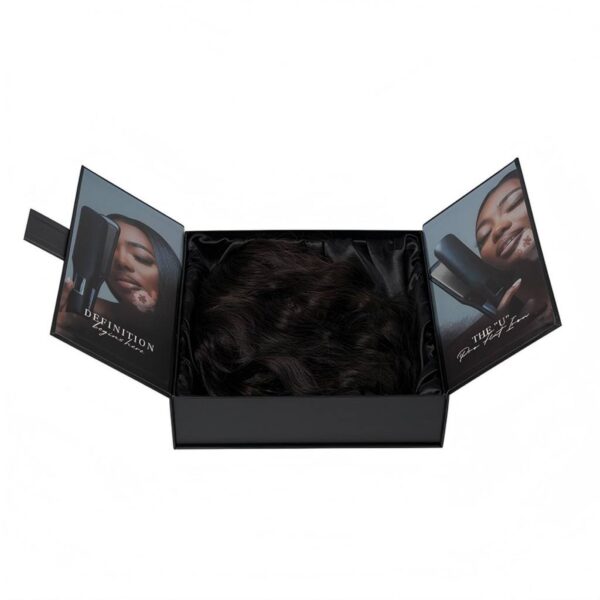 Black Double-Door Collapsible Hair Extension Gift Box