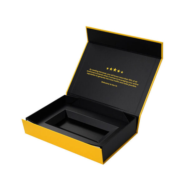Black Gold Accent Perfume Collapsible Gift Box with Insert