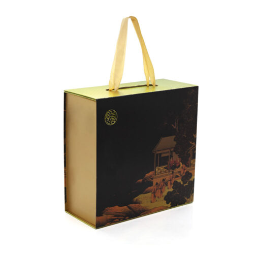 Black & Gold Heritage Collapsible Gourmet Food Gift Box with Ribbon Handle Black & Gold Heritage Collapsible Gourmet Food Gift Box with Ribbon Handle