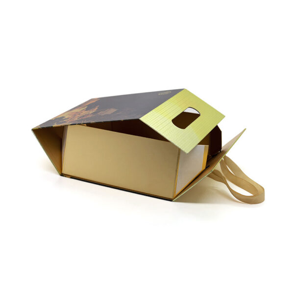 Black & Gold Heritage Collapsible Gourmet Food Gift Box with Ribbon Handle Black & Gold Heritage Collapsible Gourmet Food Gift Box with Ribbon Handle