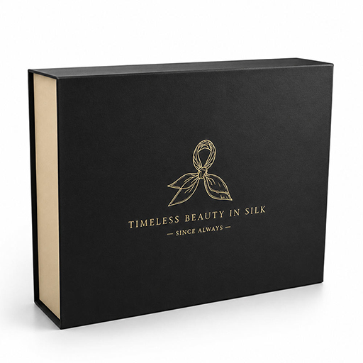 Black Gold Scarf Motif Apparel Collapsible Gift Box