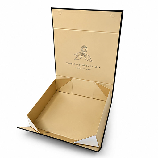 Black Gold Scarf Motif Apparel Collapsible Gift Box