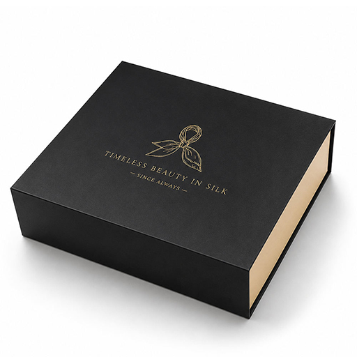 Black Gold Scarf Motif Apparel Collapsible Gift Box