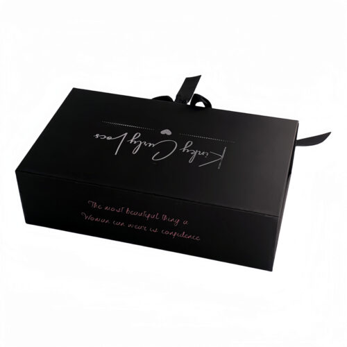 Black Satin-Lined Collapsible Hair Extension Gift Box