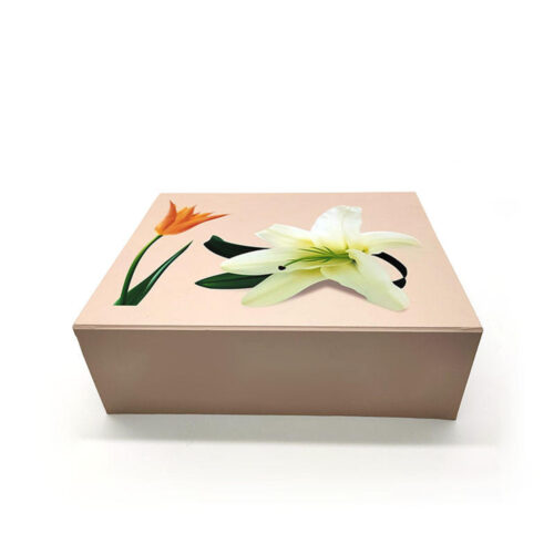 Blush Peach Lily Floral Collapsible Gift Box