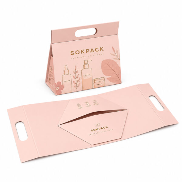 Blush Pink A-Frame Handle Skincare Collapsible Gift Box