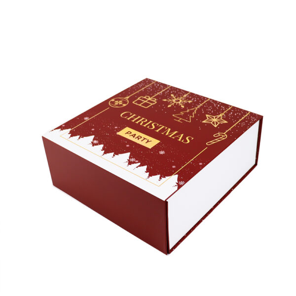 Burgundy Christmas Gold Foil Personal Care Collapsible Gift Box