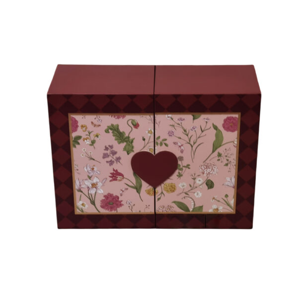 Burgundy Floral Double-Door Collapsible Watch Gift Box Burgundy Floral Double-Door Collapsible Watch Gift Box