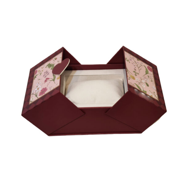 Burgundy Floral Double-Door Collapsible Watch Gift Box Burgundy Floral Double-Door Collapsible Watch Gift Box