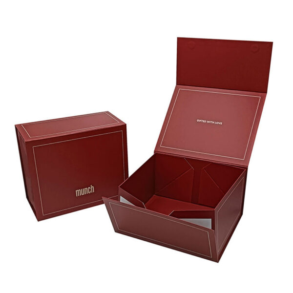 Burgundy Gold-Frame Collapsible Corporate Gift Box