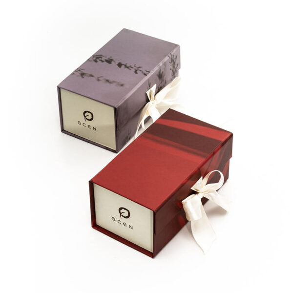 Burgundy Satin Ribbon Collapsible Candle Gift Box