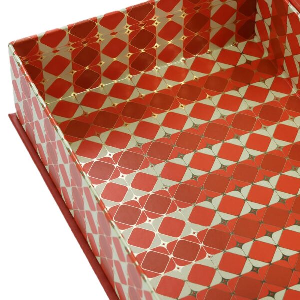 Burnt Orange Collapsible Cosmetic Gift Box with Patterned Interior