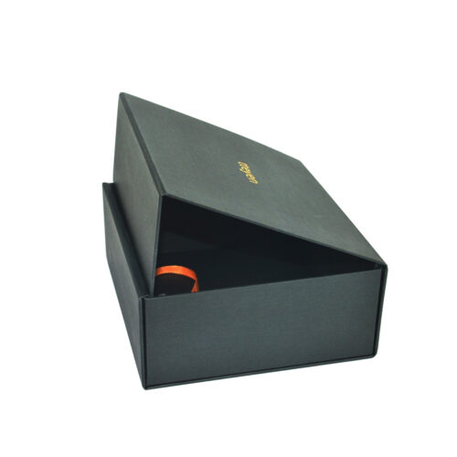 Charcoal Black Gold Logo Skincare Collapsible Gift Box