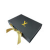 Charcoal Black Gold Ribbon Apparel Collapsible Gift Box