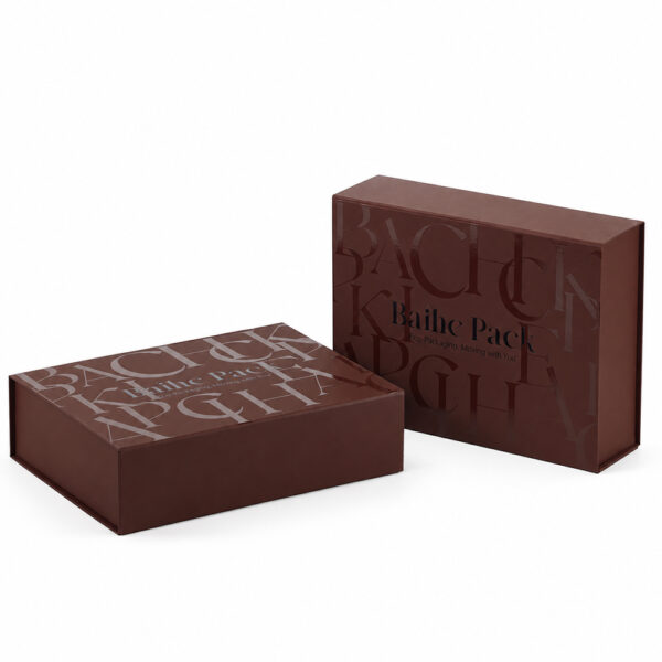 Chocolate Brown Tonal Typography Collapsible Gift Box