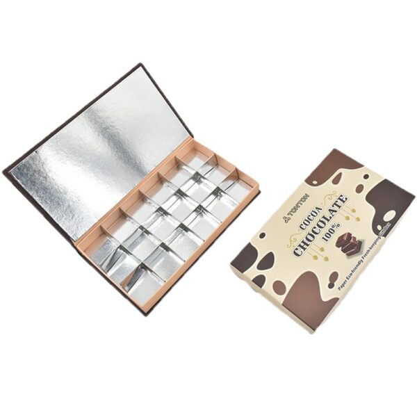 Cocoa Brown Chocolate Collapsible Gift Box with Silver Dividers