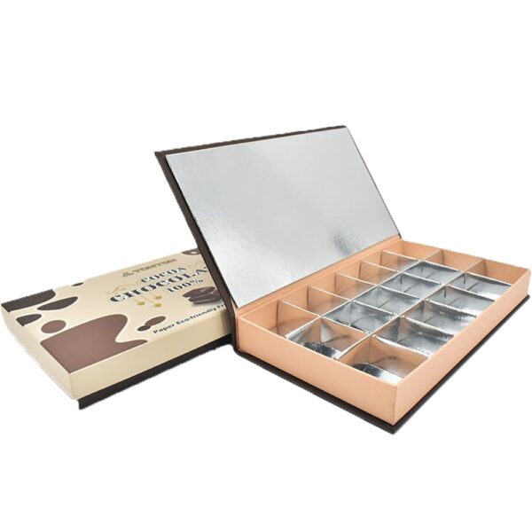 Cocoa Brown Chocolate Collapsible Gift Box with Silver Dividers
