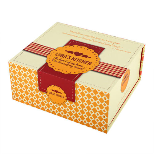 Cream & Orange Gingham Collapsible Gourmet Food Gift Box Cream & Orange Gingham Collapsible Gourmet Food Gift Box
