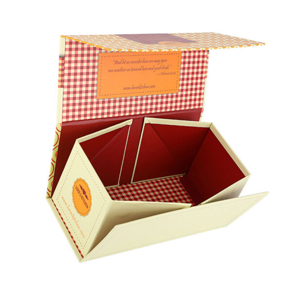 Cream & Orange Gingham Collapsible Gourmet Food Gift Box