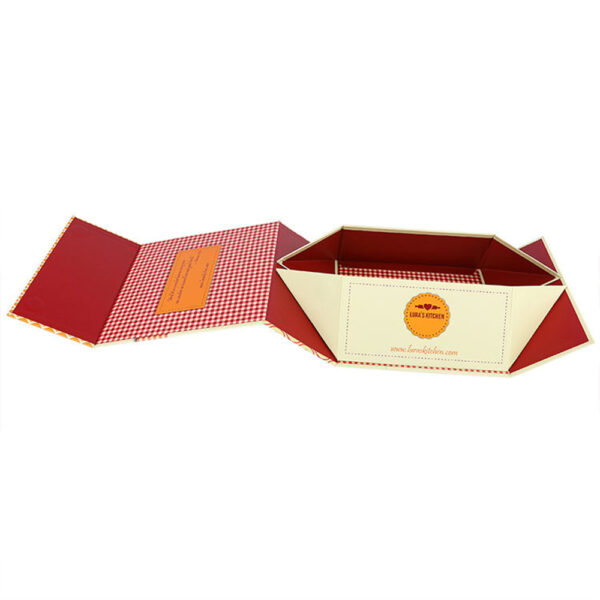 Cream & Orange Gingham Collapsible Gourmet Food Gift Box