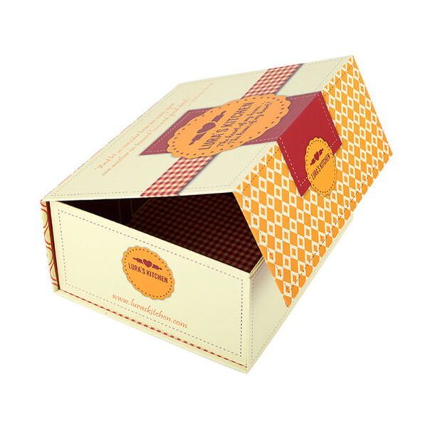 Cream & Orange Gingham Collapsible Gourmet Food Gift Box