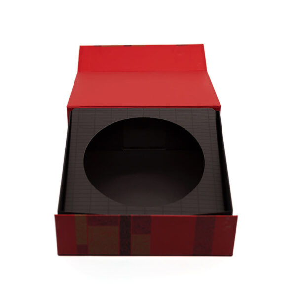 Crimson Gold Pattern Holiday Collapsible Gift Box with Round Insert
