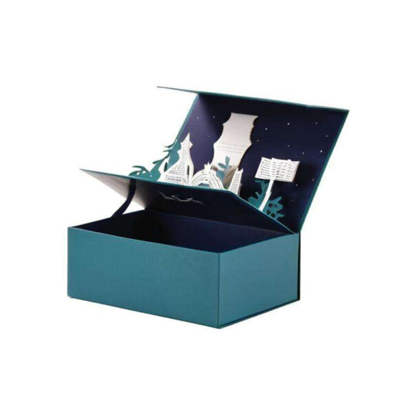 Deep Teal Winter Forest Pop-Up Collapsible Gift Box