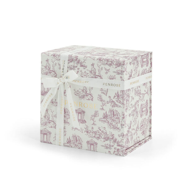 Dusty Rose Toile Print Ribbon-Tied Skincare Collapsible Gift Box Dusty Rose Toile Print Ribbon-Tied Skincare Collapsible Gift Box