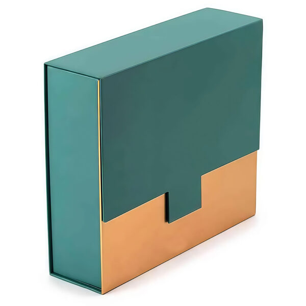 Emerald Green Collapsible Cosmetic Gift Box with Gold Accent