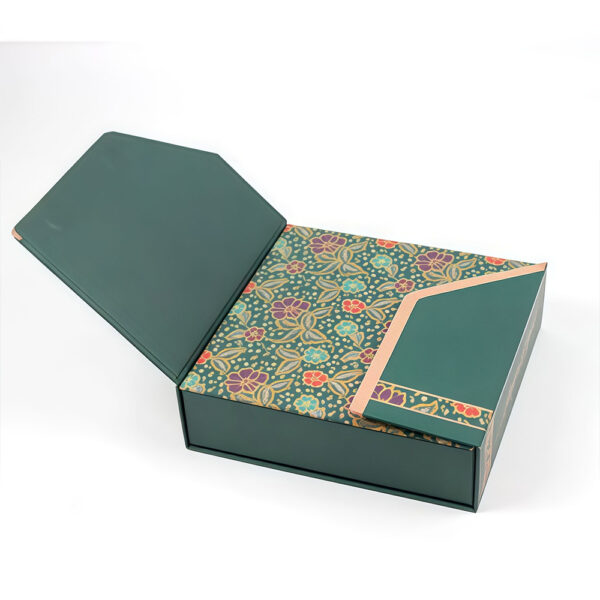 Emerald Green Collapsible Cosmetic Gift Box with Gold Accent