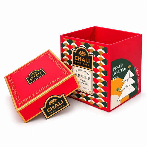 Festive Red Peach Oolong Tea Collapsible Gift Box