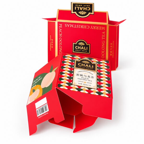 Festive Red Peach Oolong Tea Collapsible Gift Box
