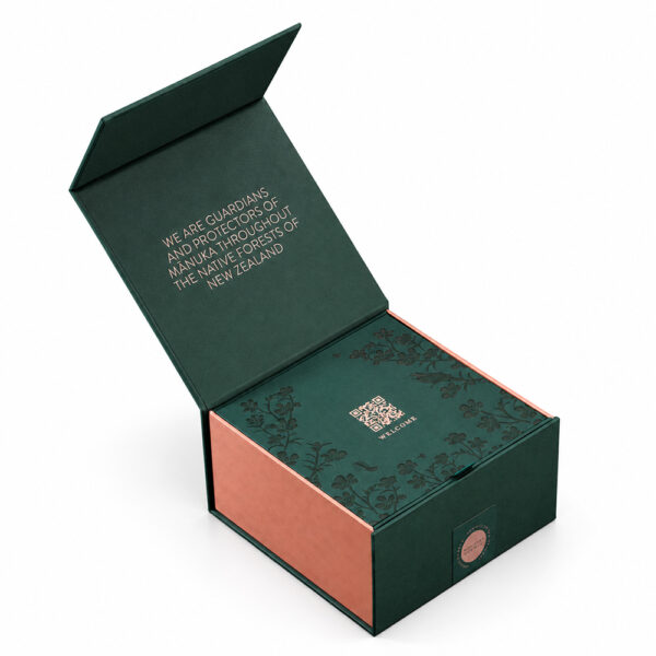 Forest Green Collapsible Luxury Gift Box with Copper Accents