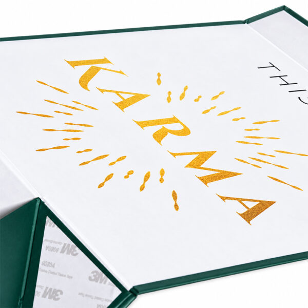 Forest Green Gold Foil Collapsible Gift Box with Ribbon