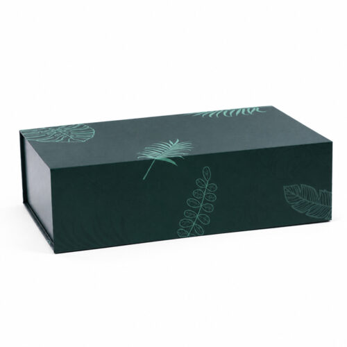Forest Green Tropical Leaf Personal Care Collapsible Gift Box