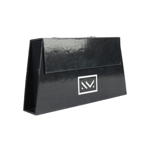 Glossy Black Personal Care Collapsible Gift Box with Rope Handles
