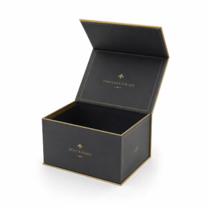 Gold-Trimmed Collapsible Watch Gift Box with Elegant Lettering