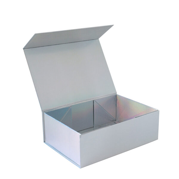Iridescent Silver Holographic Collapsible Gift Box