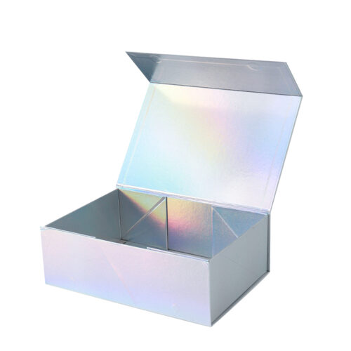 Iridescent Silver Holographic Collapsible Gift Box